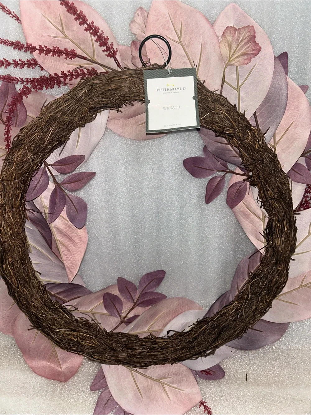 Threshold 22” Mauve and Deep Plum Foliage Holiday Wreath